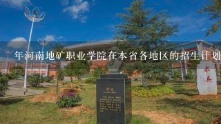 年河南地矿职业学院在本省各地区的招生计划吗